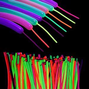 Amazon Pieces Neon Glow Long Balloons Blacklight Reactive