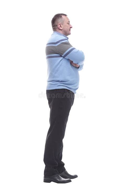 Side View Smiling Mature Man Looking At The Camera Stock Image Image