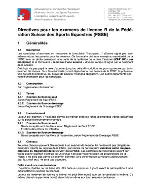 Fillable Online Fnch Directives Pour Les Examens De Licence R De La Fd