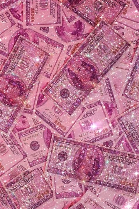 Pink Glitter Money Wallpaper With Lots Of Sparkles On The Top And