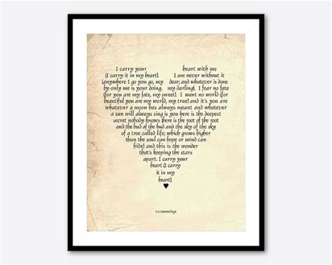 I Carry Your Heart With Me Wall Art E E Cummings Etsy