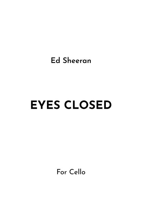 Eyes Closed Arr Jireh J Sheet Music Ed Sheeran Cello Solo