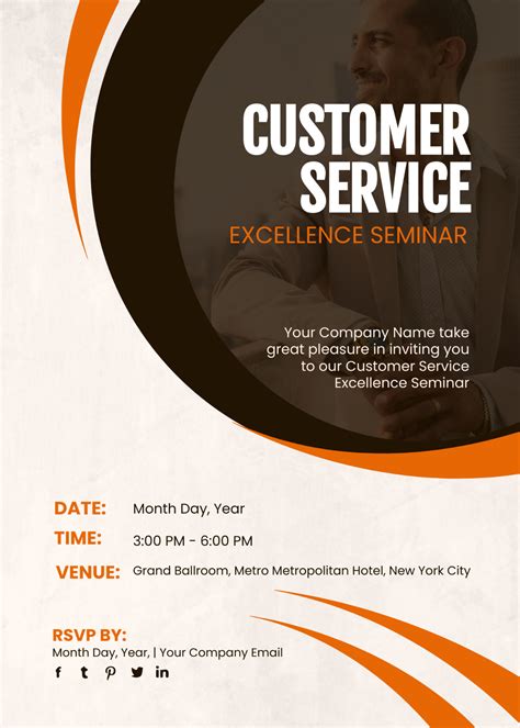 Customer Service Excellence Seminar Invitation Card Template - Edit
