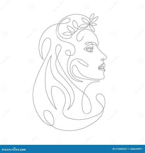 Line Art Woman Face Drawing Modern Art Girl Head One Line Facevector