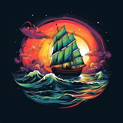 Sailing Ship Clip Art Or T Shirt Design Illustration Stock Illustration