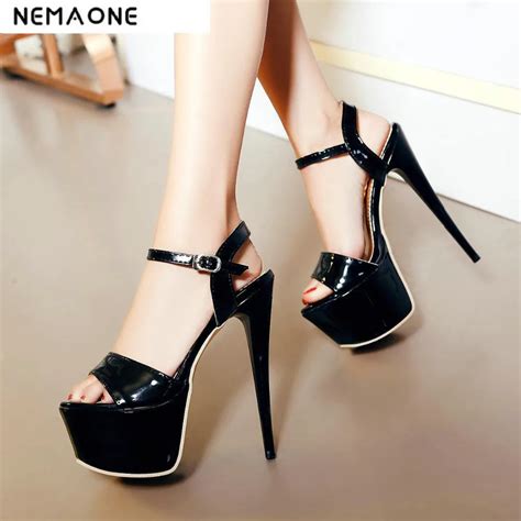 New Elegant Women Sandals Open Toe Ultra Thin Heels Buckle Sandals Summer Platform Shoes Woman