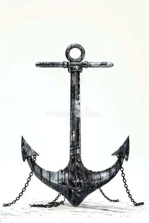 A Metal Anchor With Chains And A White Background Stock Image Image
