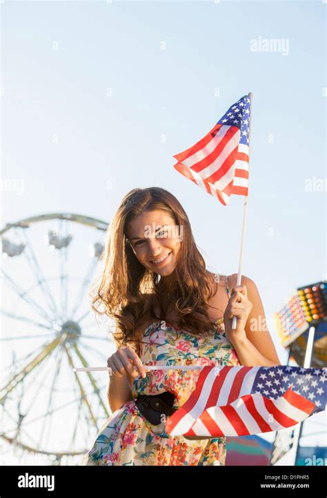 Women Holding Flags Hi Res Stock Photography And Images Alamy