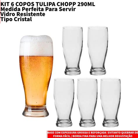 Jogo 18 Copos De Chopp Taça Tulipa de Vidro Cerveja Lager Suco Bar