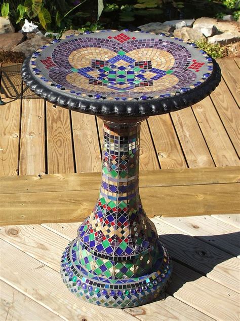 Finished Birdbath Mosaic Birdbath Mosaic Bird Bath Mosaic Birds