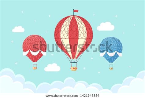 Set Vintage Retro Hot Air Balloon Stock Vector Royalty Free 1421943854 Shutterstock