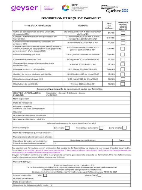 Formulaire Dinscription Pdf