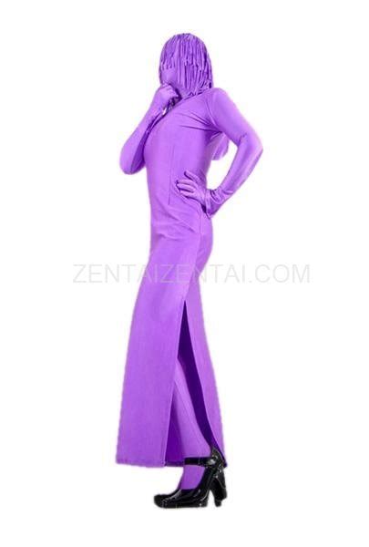 Purple Lycra Spandex Unisex Morph Zentai Suit In Skirt Style