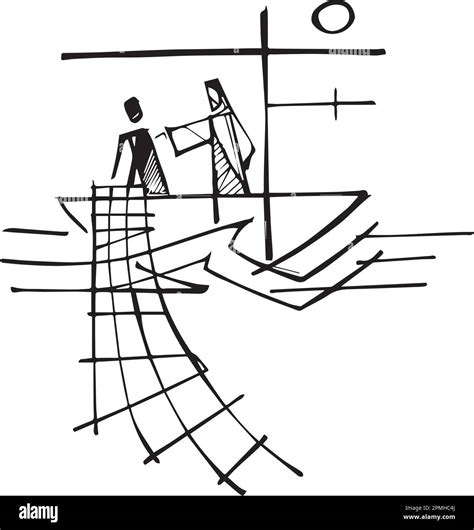Hand Drawn Vector Illustration Or Drawing Of Fisher Of Men Stock Vector