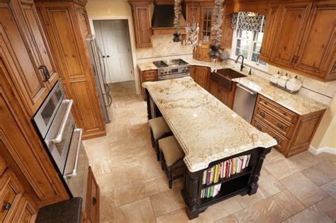 Colonial Gold Granite With Double Edge Rustic Kitchen Other By