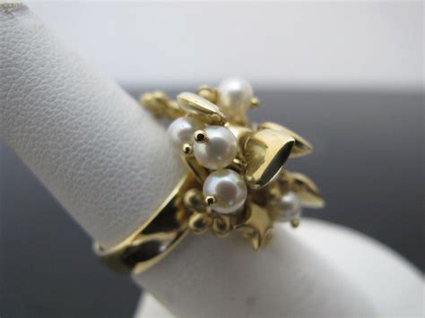 MILOR Italy 18k Yellow Gold Heart Flower Star PEARL C Gem