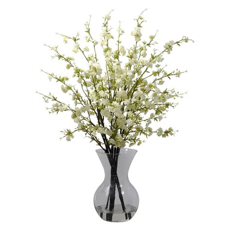 Nearly Natural Cherry Blossoms With Vase Arrangement White Walmart