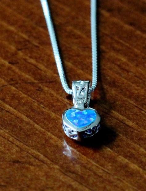 Sterling Silver Opal Heart Necklace Kandsimpressions