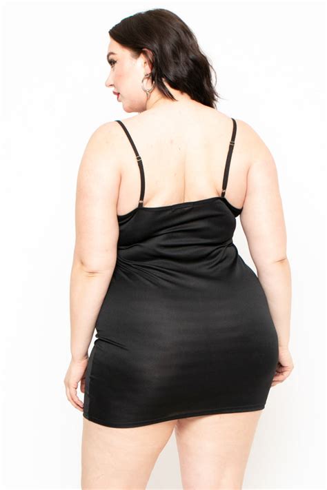 Plus Size Slip Dress Black Curvy Sense