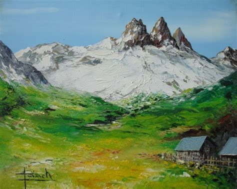 TABLEAU PEINTURE DES AIGUILLES DARVES OIL PAINTING AIGUILLES DARVES