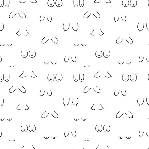 Woman Breast Doodle Seamless Pattern Hand Drawn Woman Boobs Pattern