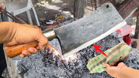 Knife Making Forging A Powerful Cleaver From A Piece Of Leaf Spring