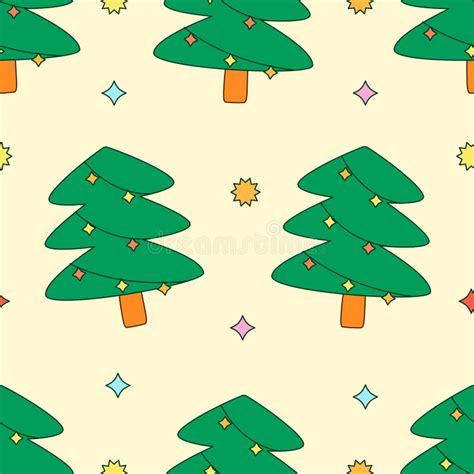 Colorful Christmas Tree Cartoon Seamless Pattern Background for Wrapping Stock Vector ...