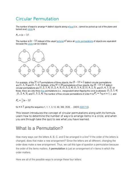 Circular Permutationdocx Permutation Functions And Mappings