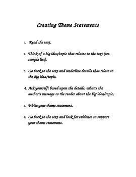steps  writing  theme statement  msliteracy tpt