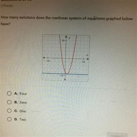 [free] How Many Solutions Does The Nonlinear System Of Equations Graphed Below Have