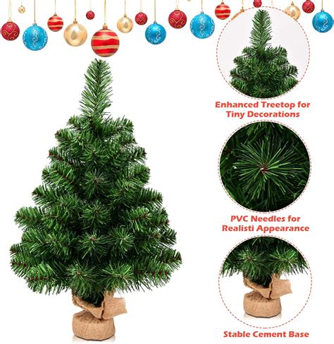 COSTWAY Mini árbol de Navidad de mesa de 2 pies pequeño árbol de