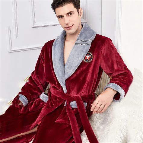 Plus Size 3xl Flannel Men Robe Sleepwear Winter Warm Kimono Bathrobe Gown Thick Coral Fleece