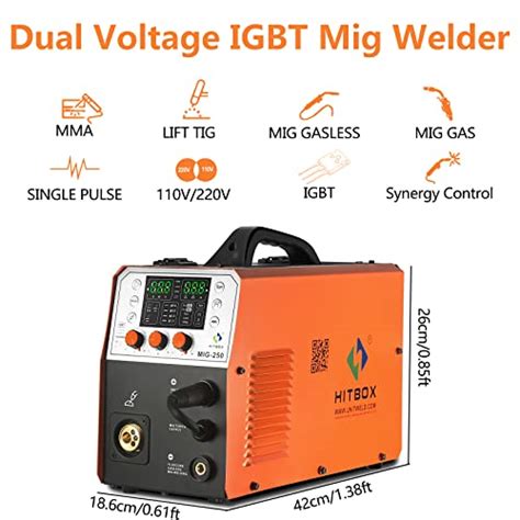 HITBOX MIG250 Mig Welder 250A Welder Dual Voltage Welding Machine 110v