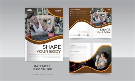 Premium Vector Body Fitness Pages Bifold Brochure Design For Gym