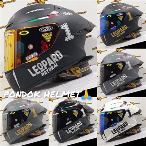 Jual HELM KYT TT COURSE SOLID BLACK DOF STIKER LEOPARD 1 PAKET GANTENG