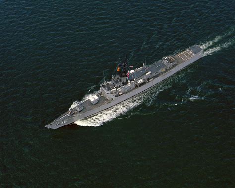 An Aerial Port Bow View Of The Frigate USS GLOVER FF 1098 Underway