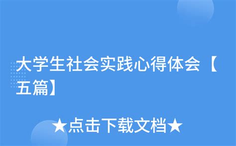 大学生社会实践心得体会【五篇】