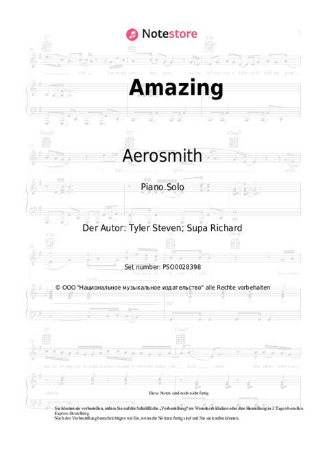 Amazing - Aerosmith noten pdf (solo) klavier Note-Store.de | Klavier ...