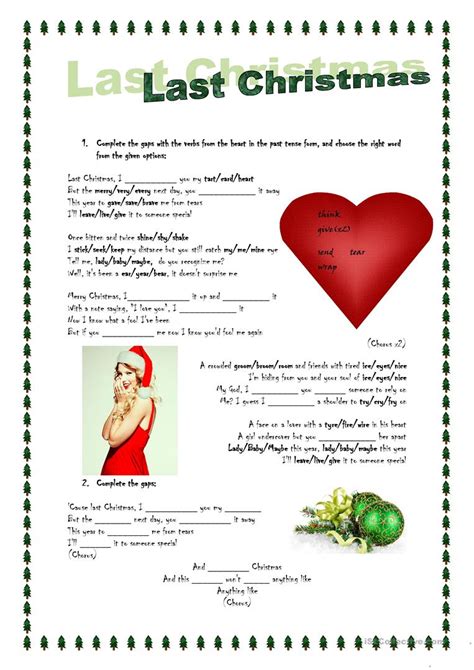 15 Free Esl Last Christmas Worksheets Worksheets Samples