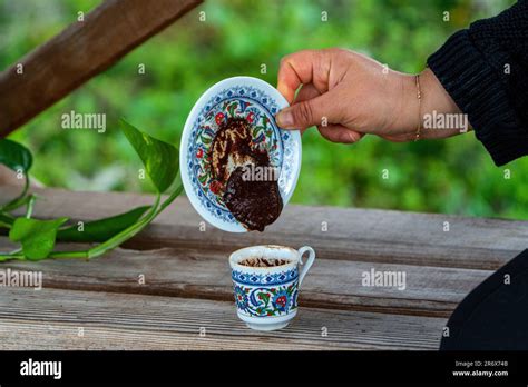 Coffee Fortune Telling In A Classic Patterned Turkish Cup Coffee