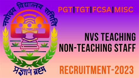 Nvs Teaching And Non Teaching Staff Recruitment Pgt Tgt Misc