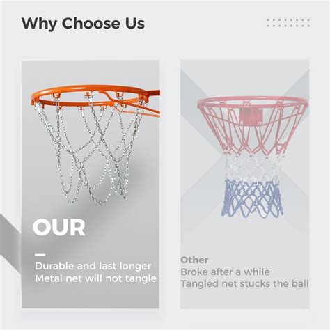 Outdoor Metal Basketball Nets, Galvanized Steel Chain with 12 Hooks ...