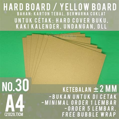 Jual Board No 30 Ukuran A4 Tebal 2 Mm Kertas Karton Yellow Hard