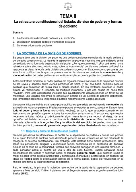 Tema Ii Consti Tema Ii La Estructura Constitucional Del Estado