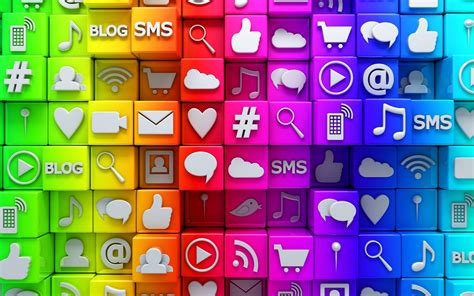 Download Social Media In Rainbow Colours Wallpaper