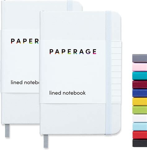 Amazon Paperage Lined Pocket Journal Notebook Pack White