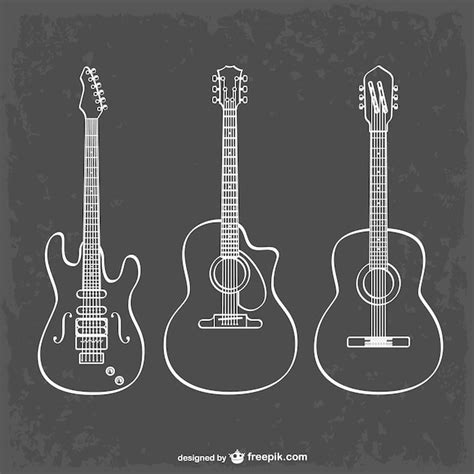 Guitar line art illustration | Free Vector