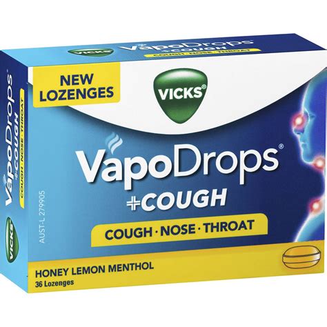 Vicks Vapodrop Cough Sore Throat Lozenges Honey Lemon Pack