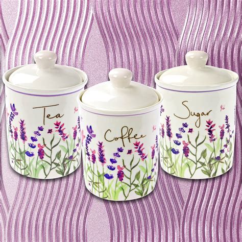 Lavender Theme Tableware Fine China Kitchen Storage Canisters Jars