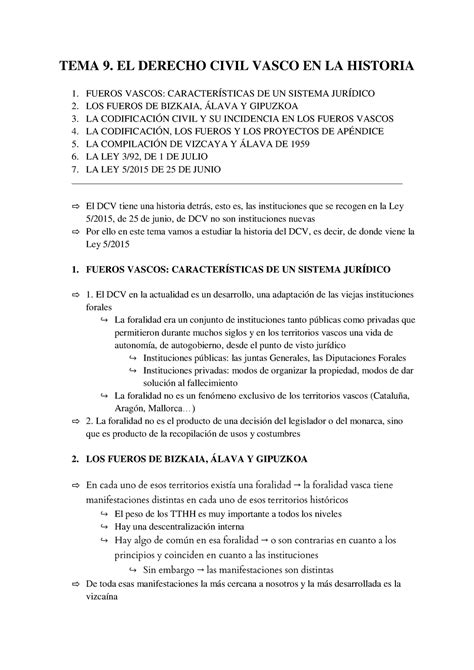 Derecho Civil Vasco Completo Tema El Derecho Civil Vasco En La